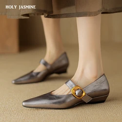 2024 New Size 34-40 INS Brand Women Ballet Flats Shoes Soft Real Leather Pumps Shoes for Woman Strap Wedding T-Strap Heel Shoes