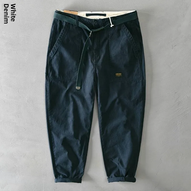

Loose Fit Thermal Cotton Work Trousers Men's Autumn Spring American Sle Japanese Workwear Pants Thiened Fce Small Leg