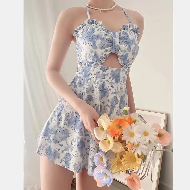 Korea Monokini Women Swimwear Dress One Piece Swimsuit Solid Bathing Suit sexy Monokini Beachwear 2022 New Maillot