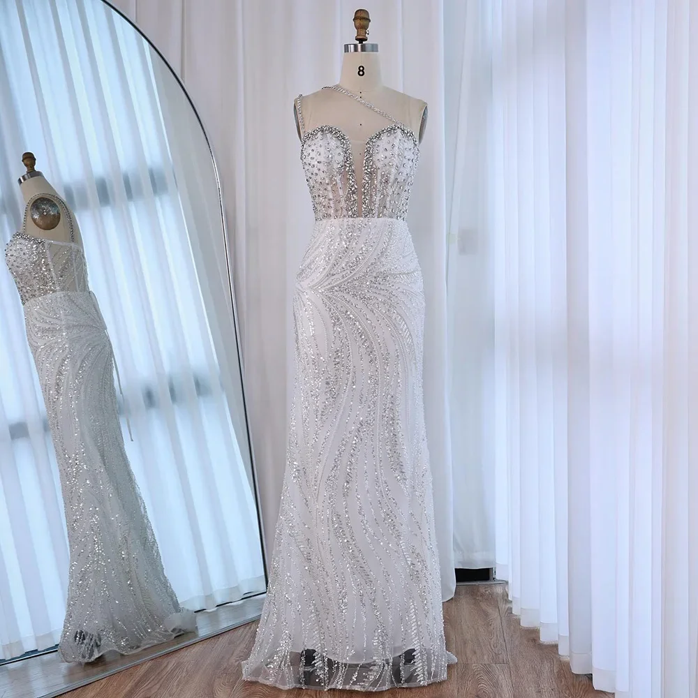 فستان سهرة Serene Hill 2025 مخصص عاري مطرز بكتف واحد مع زخارف كريستالية للمناسبات الرسمية GLA72872 #6