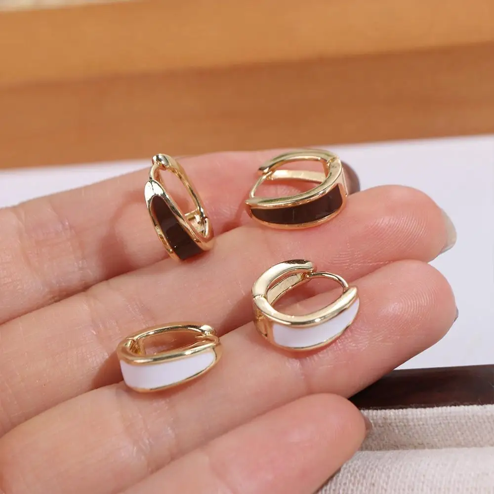 Retro Dripping Oil Temperament French Style Copper Korean Style Earrings Enamel Ear Buckle Women Hoop Earrings Huggie Earrings