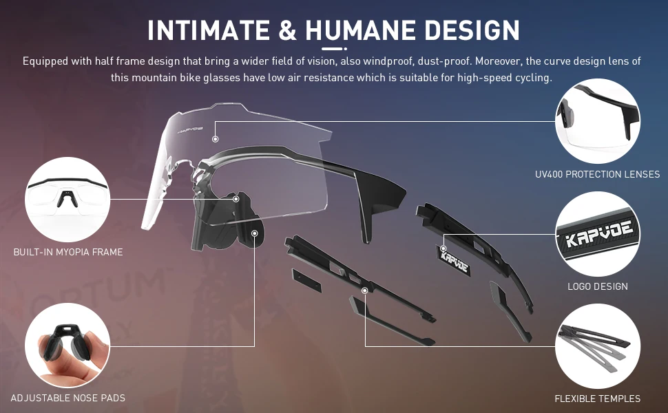 KAPVOE Photochrome Fahrrad Nacht Reiten Gläser UV400 MTB Fahrrad Radfahren Sport Sonnenbrille Männer Frauen Outdoor Camping Golf Brillen – Detail 3
