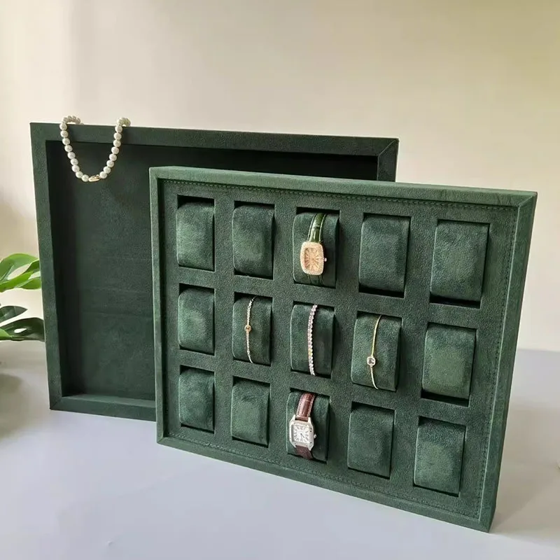

Retro Jewelry Display Tray Velvet Watch Display Tray Necklace Watches Ring Accessory Storage Rack Desktop Jewelry Organizer Rack