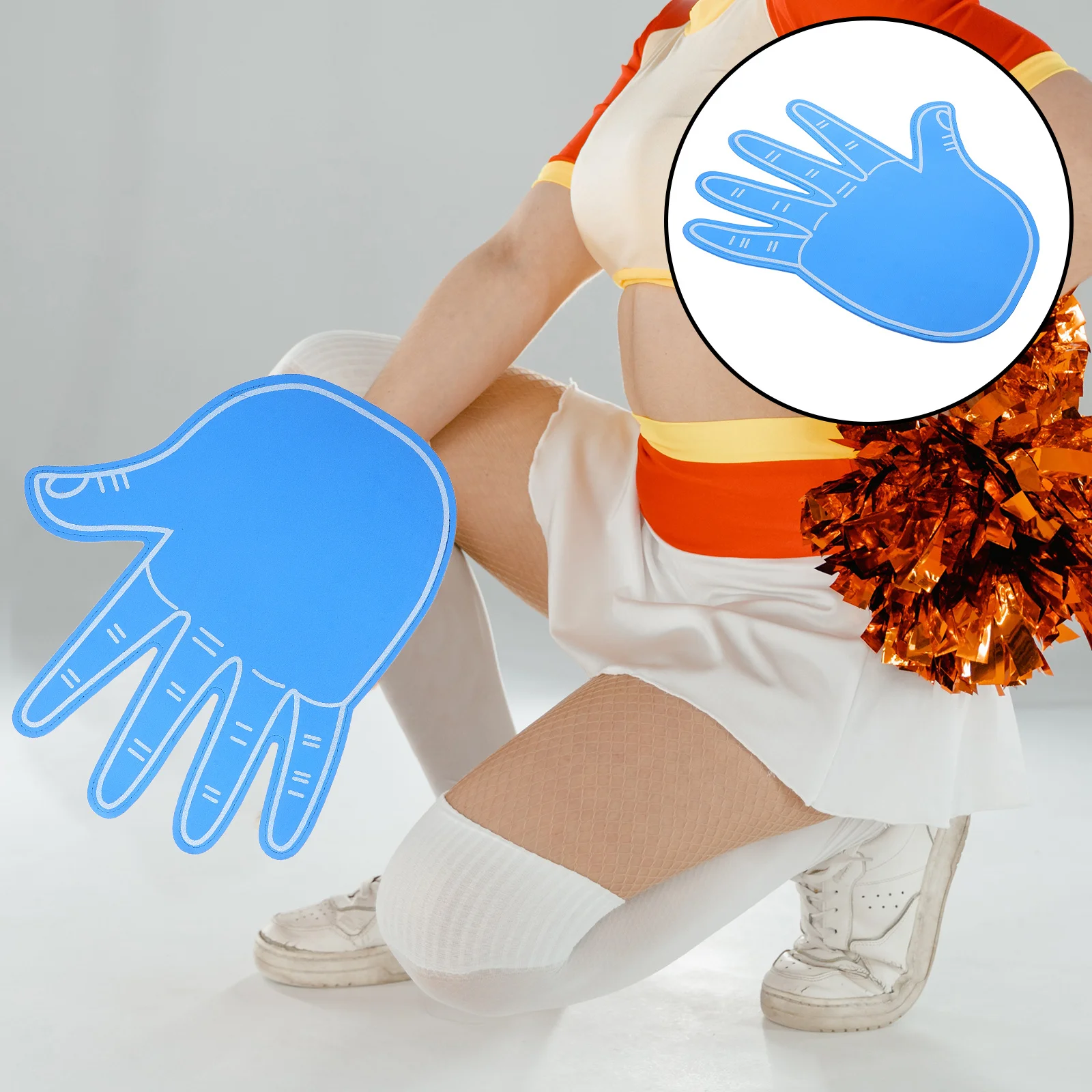 Luva gigante de espuma para líder de torcida, cinco dedos, azul, eva, ventilador de espuma, eventos esportivos, suprimentos para torcer os dedos