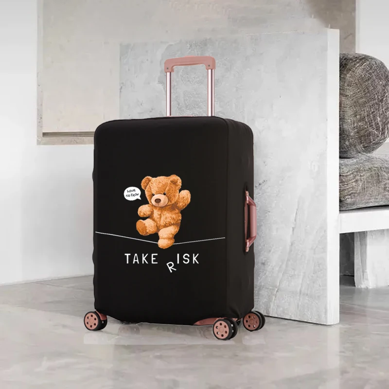 For 18-32 Inch Luggage Bear Doll Pattern Luggage Cover Elastic Protective Cover Removeable Protective Cover Dust-proof Set