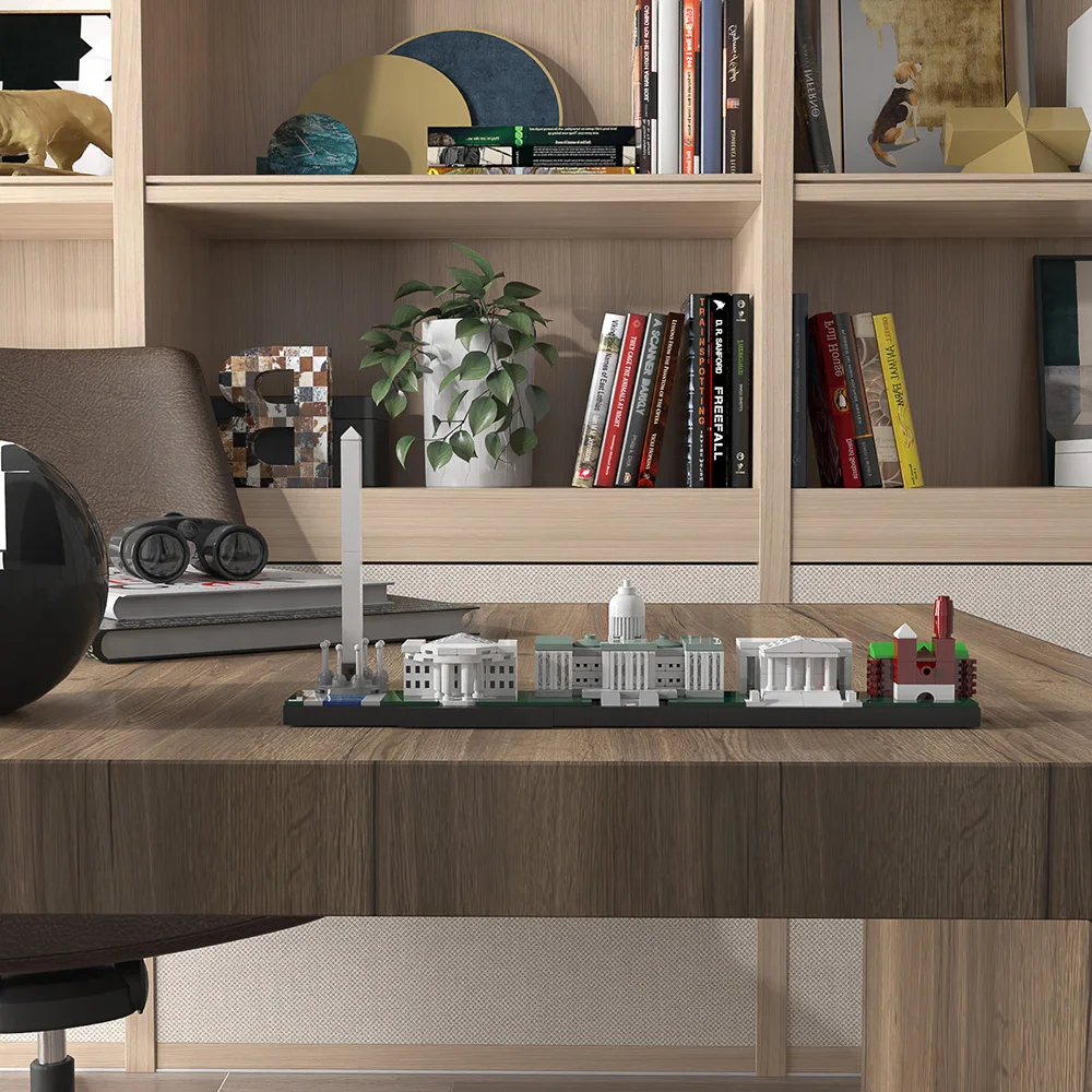 Washington DC Skyline MOC Building Blocks, Architettura dei monumenti Capitoli degli Stati Uniti, Modello fai da te per paesaggi urbani per collezionisti adulti