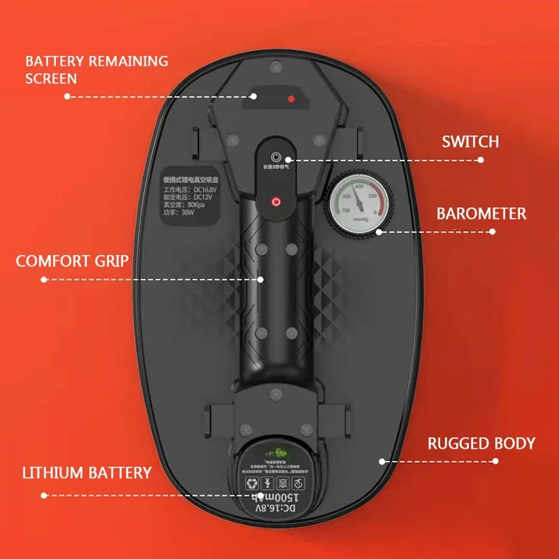 Electric Air Pump Suction Cup Powerful Vacuum Automatic Air Replenishment Marble Suction Device Universal for Slate and Tiles