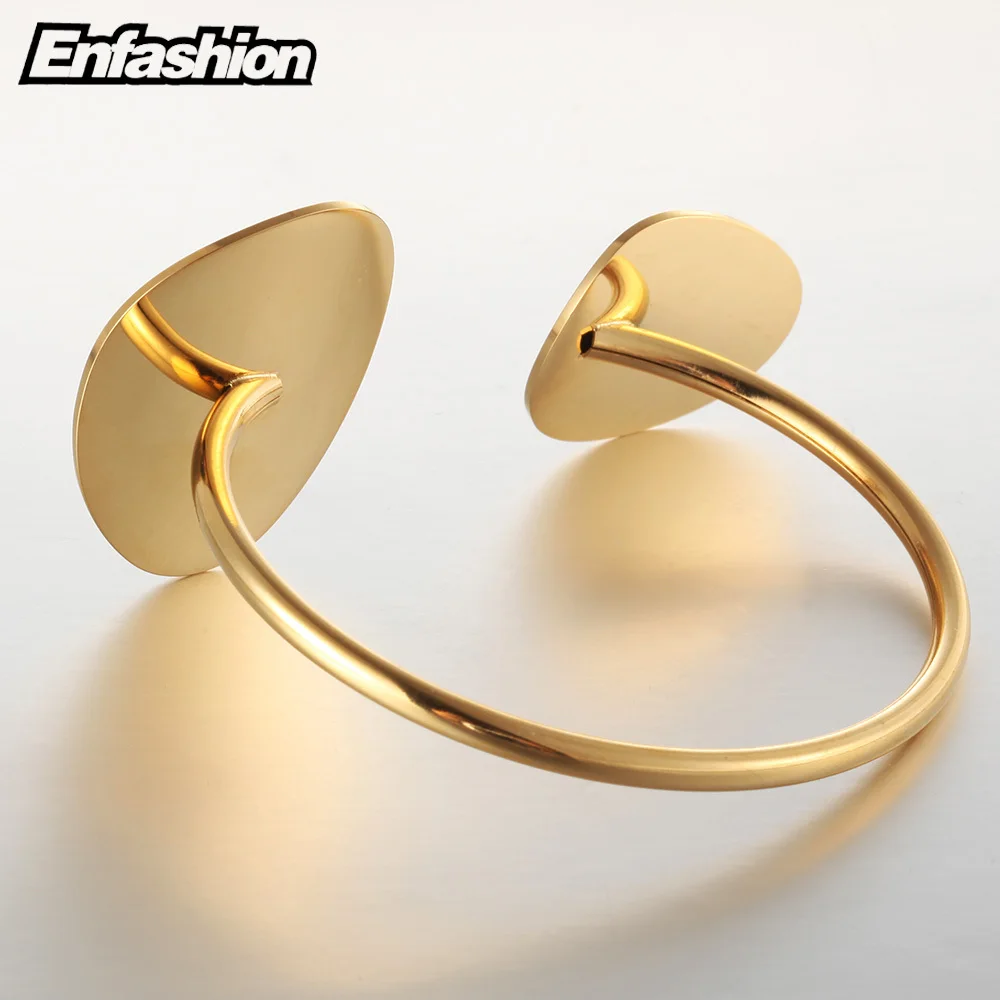 Enfashion Flower Petals Cuff Bracelet Manchette Gold color Stainless Steel Bangle Bracelet For Women Bracelets Bangles Pulseiras