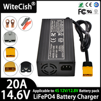 SJT 300W 14.6V 20A Smart Fast Lifepo4 Battery Charger for 4S 12V/12.8V lifepo4 Battery Pack Charger Universal voltage 100-240V