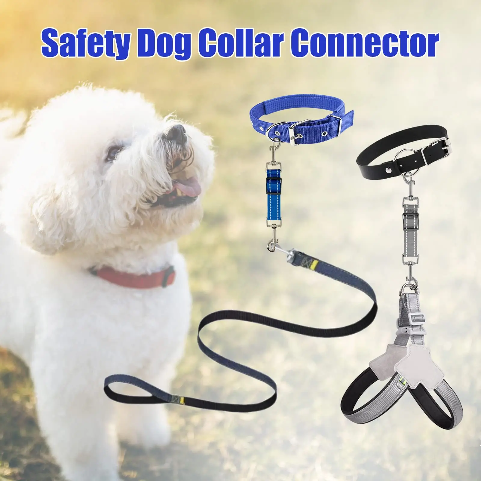 Adjustable Double Hook Reflective Dog Leash Extension Nylon Anti Escape Pet Harness Extender Car Seat Belt Rope For Dog Pet