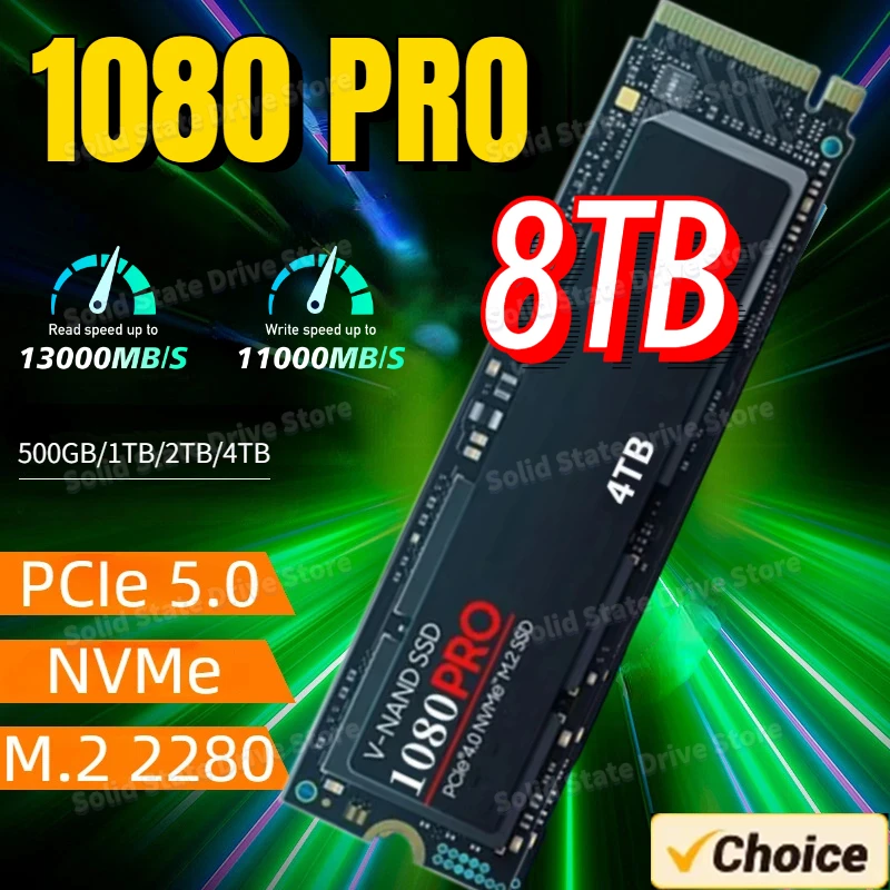 

100% Newest 1080PRO 8TB 4TB 2TB 1TB SSD Internal Solid State Hard Drive M.2 2280 PCIe Gen 5.0 x 4 NVMe for PS5 Laptop Desktop PC