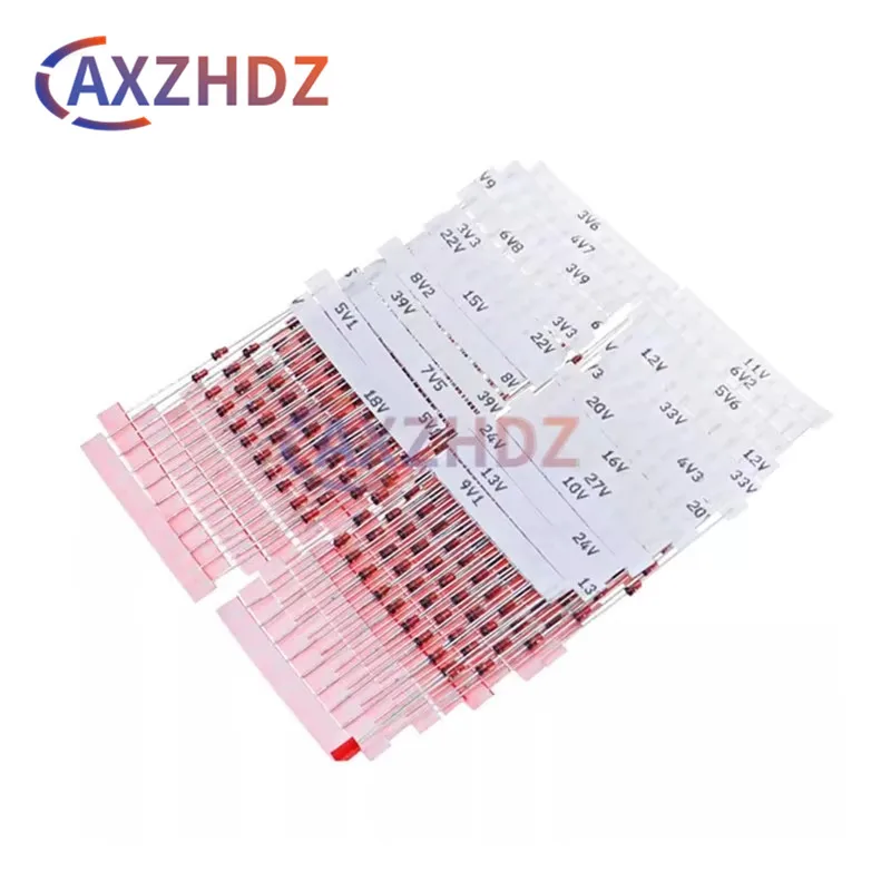 

140/250PCS 1W Zener Diode 3V-33V Voltage Regulator Kit 1N4733A 1N4742 1N4746 3.3V 3.9V 4.3V 4V7 5V1 11V 12V 15V 18V 20V 27V 30V