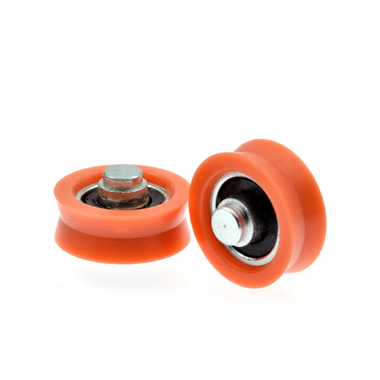 1Pc with shaft pom  plastic wheel with shaft moving pulley bearing wheel door and window pulley  V-groove wheel nylon