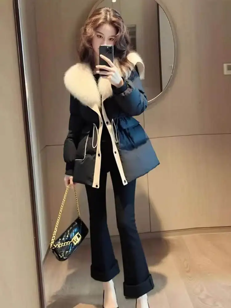 

Slimming Thiened Cotton Jaet Women's Winter Coat with Fur Collar Waist-Cinching Faionable Korean Sle Online Exclusive