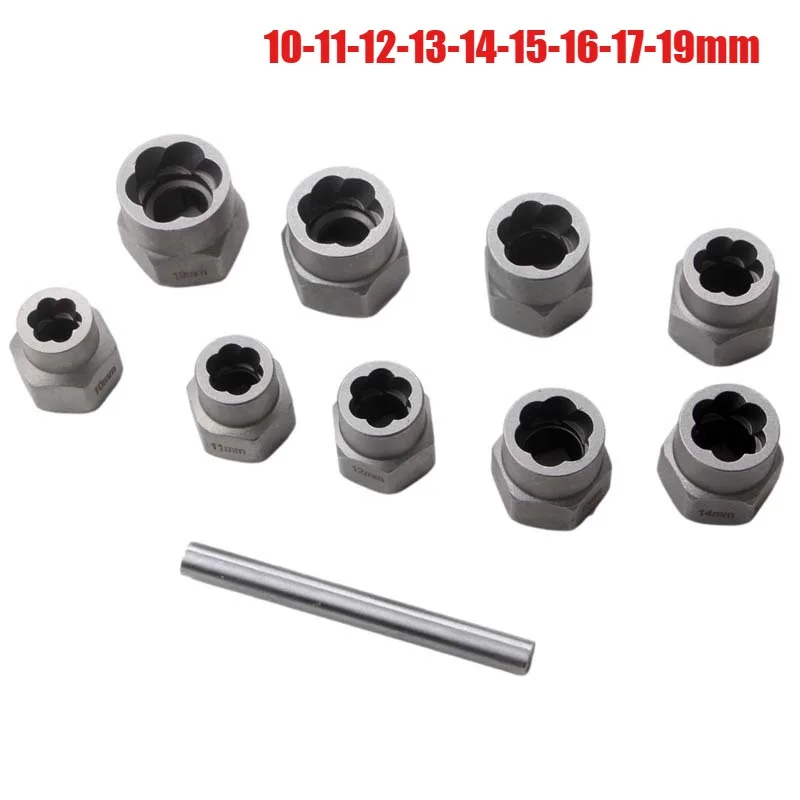 10PCS Nut Puller Set 1/2 Square Hole Gas Cannon Electric Wrench Sliding Nut Disassembly Tool Kit for Maintenance Repair