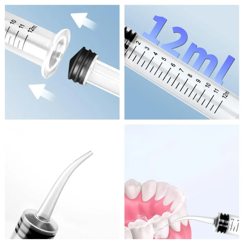 10 Pack Dental Syringes with Curved Tip Disposable Gradient Dental Irrigation Syringes for Oral Dental Care Tonsil Stone Removal Laboratory Feeding Small Pets Curved Measurable (12ml, transparent, 10) view 3
