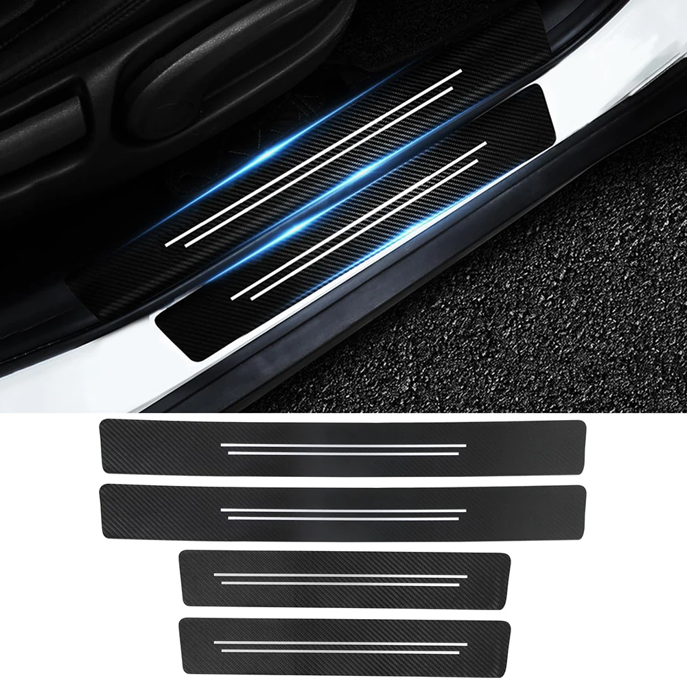 For Daily Use Carbon Fiber Threshold Protector Automotive Threshold Cover Enhanced Protection Leather Carbon Brazing