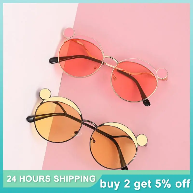 Children Summer Cute Panda Sunglasses Personality Funny Glasses Metal Round Frame Sunglasses Kid Anti-reflectIve Eyewear