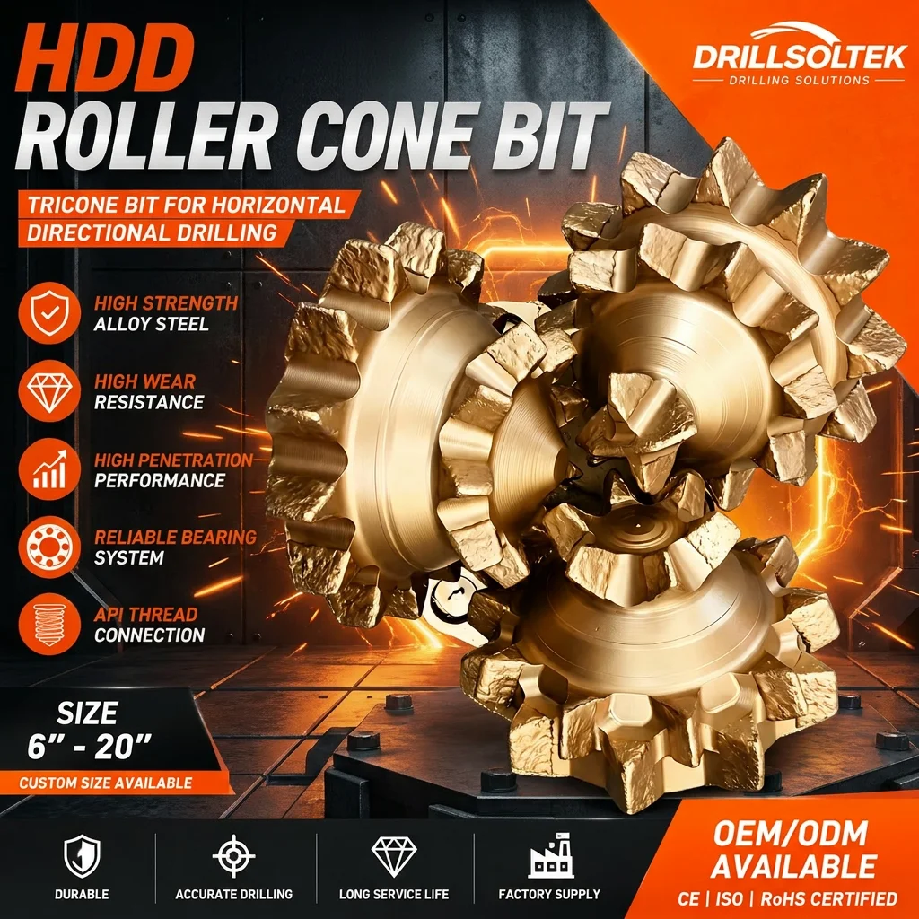 2026 Drillsoltek HDD Rock Reamer Alternative Roller Cone Bit for Directional Boring Machine