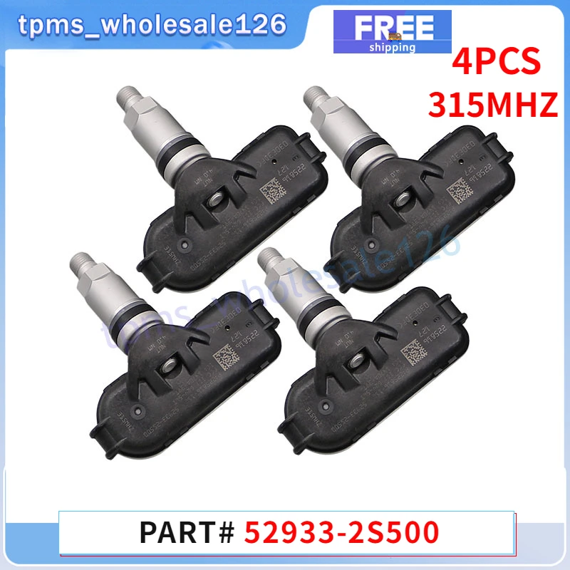 

4PCS Car Tire Pressure Monitoring Sensor 52933-2S500 For 2014-2015 Hyundai Tucson 2016-2021 Kia Sportage 52933-2S510 TPMS 315MHZ