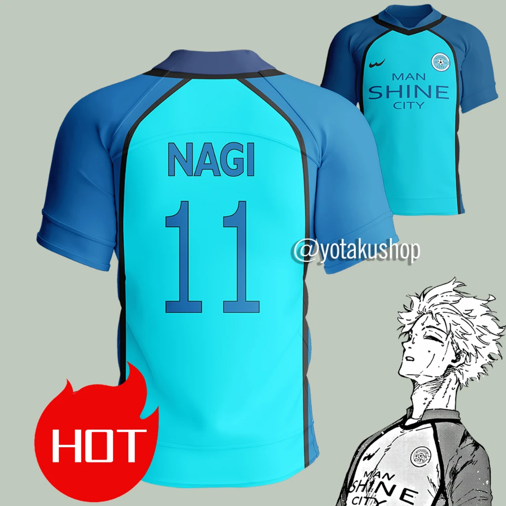 Blue Lock Manshine City Anime Cosplay hombres cuello pico Jersey fútbol manga corta Camiseta Seishiro Nagi Tops 2025 camiseta personalizada