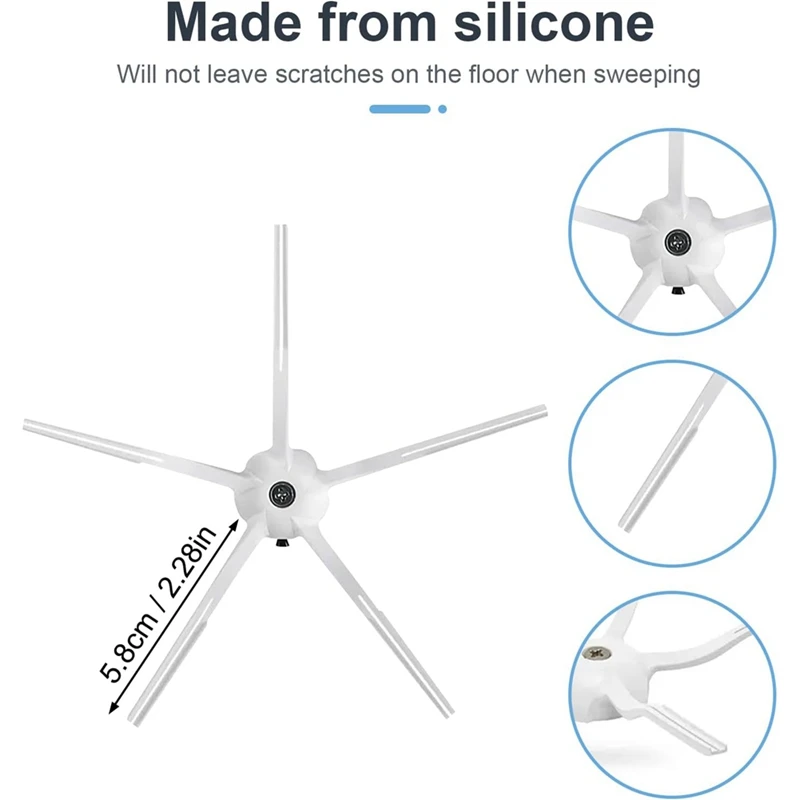 Replacement Side Brushes For Roborock S50/S51/S55/S5/E20/E25/C10/T6/T60/T65/S6 S7 S8 Vacuum Cleaner Accessories