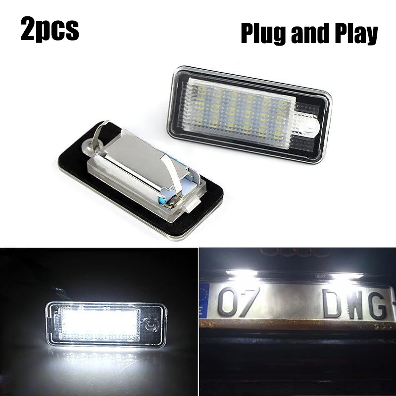 

2Pcs License Plate Light For Audi A3 A4 A6 A8 Q7 RS4 RS6 LED Light For Car License Number Plate Light Lamp Car Lights