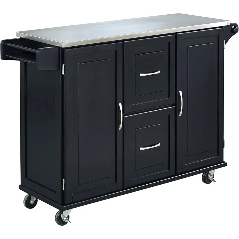 

Black Kitchen Cart with Stainless Steel Top kitchen cabinets