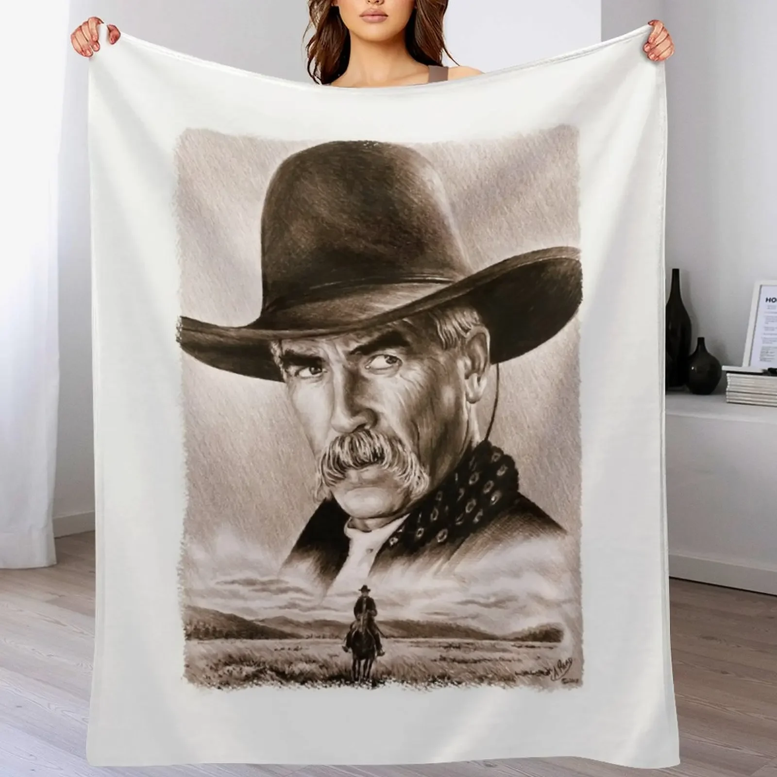 Sam Elliot Actor Received Many National Awards Golden Globe Academy The Lone Rider Sepia Gift For Throw Blanket