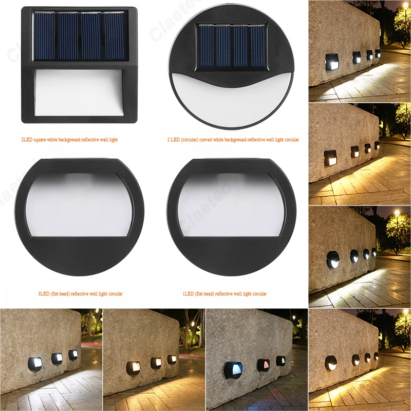 NewLED Solar Powered Step Wall Lamp Outdoor Waterproof Courtyard Garden Staircase Railing Decoration Atmosphere Lighting Fixture