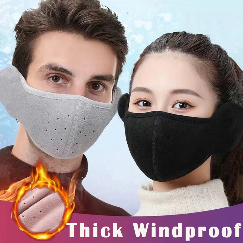 Unisex Winter Warm Mask Women Fleece Face Shield Cold-proof Windproof Earmuffs Men\'s Cycling Mask Multi-purpose Breathable Mask