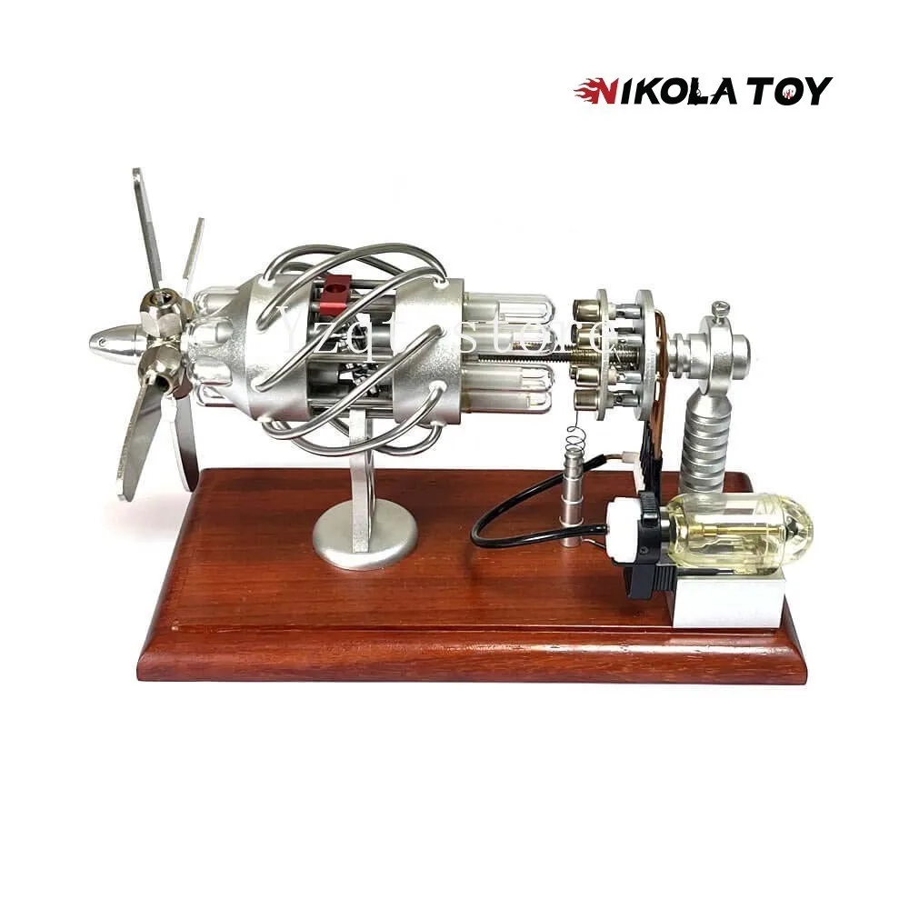 

16-Cylinder Swashplate Stirling Engine Model Launchable Glowing Tabletop Ornament Gift