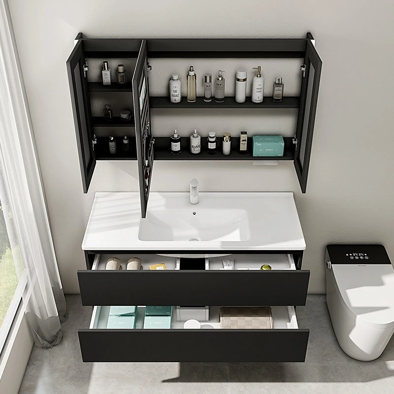 Simple modern bathroom cabinet minimalist design bathroom Wash basin Cabinet combination safety set para baño home furniture