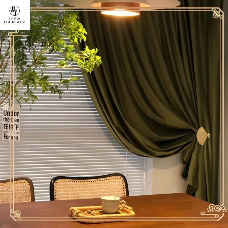 

Light Luxury Velvet Modern European Simple Popular Flannel Royal High-end Blackout Curtains for Living Dining Room Bedroom Tulle