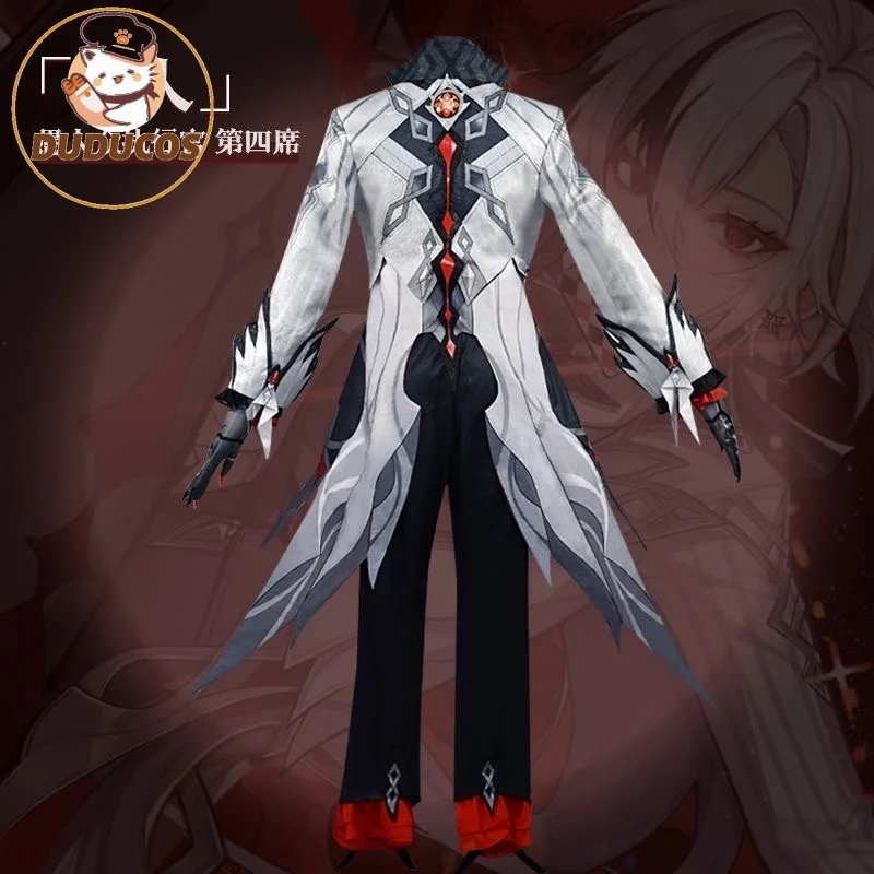 NA STANIE Arlecchino Cosplay Gra Genshin Impact【S-2XL】DUDU-N Damski Kostium Halloween Fatui Harbinger Arlecchino Rekwizyt Peruka