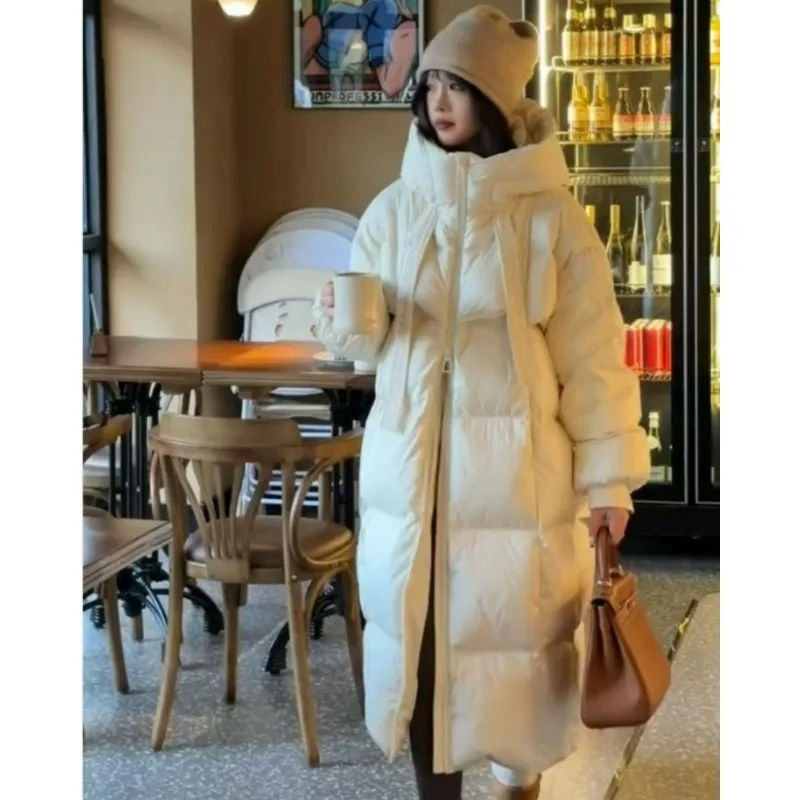 2025 Anti-season Korean Version of Long Cotton-padded Women's Thickened Fashion Loose Warm Knee Jacket Cotton-padded Winter