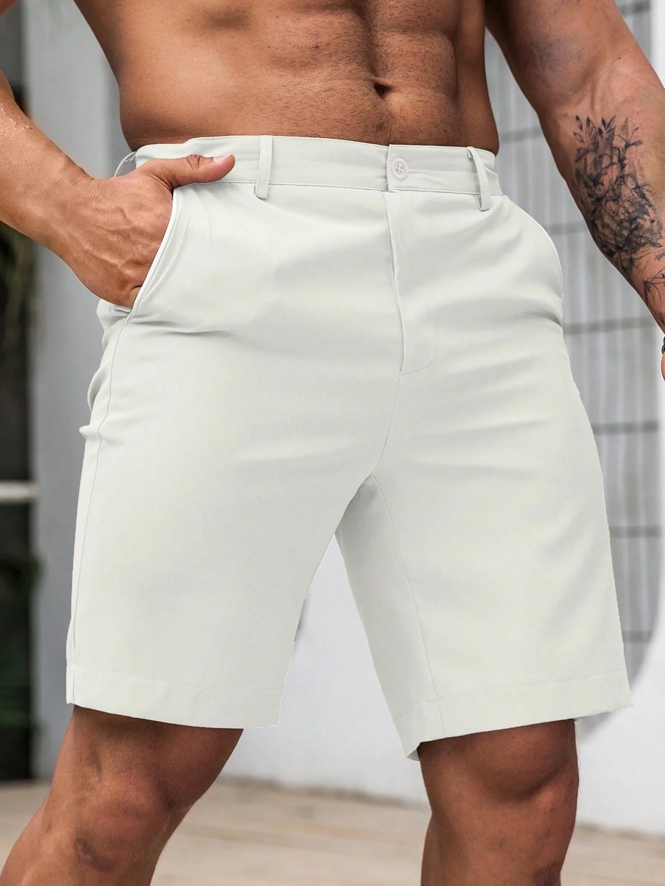 Shorts Chino Slim - Men's Solid Chino Casual Shorts 100%