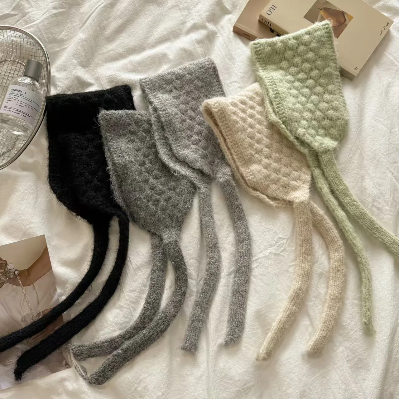 

Fashion Thickening Wool Strappy Ear Muff Windproof Keep Warm Earlap Warmer Solid Color Handmade Ear Protection Strap Autumn