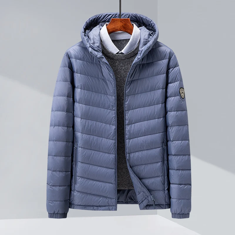 Abrigo ultraligero de plumón de pato blanco para hombre, chaqueta cálida con capucha, impermeable y a prueba de viento, novedad de invierno, 90%,