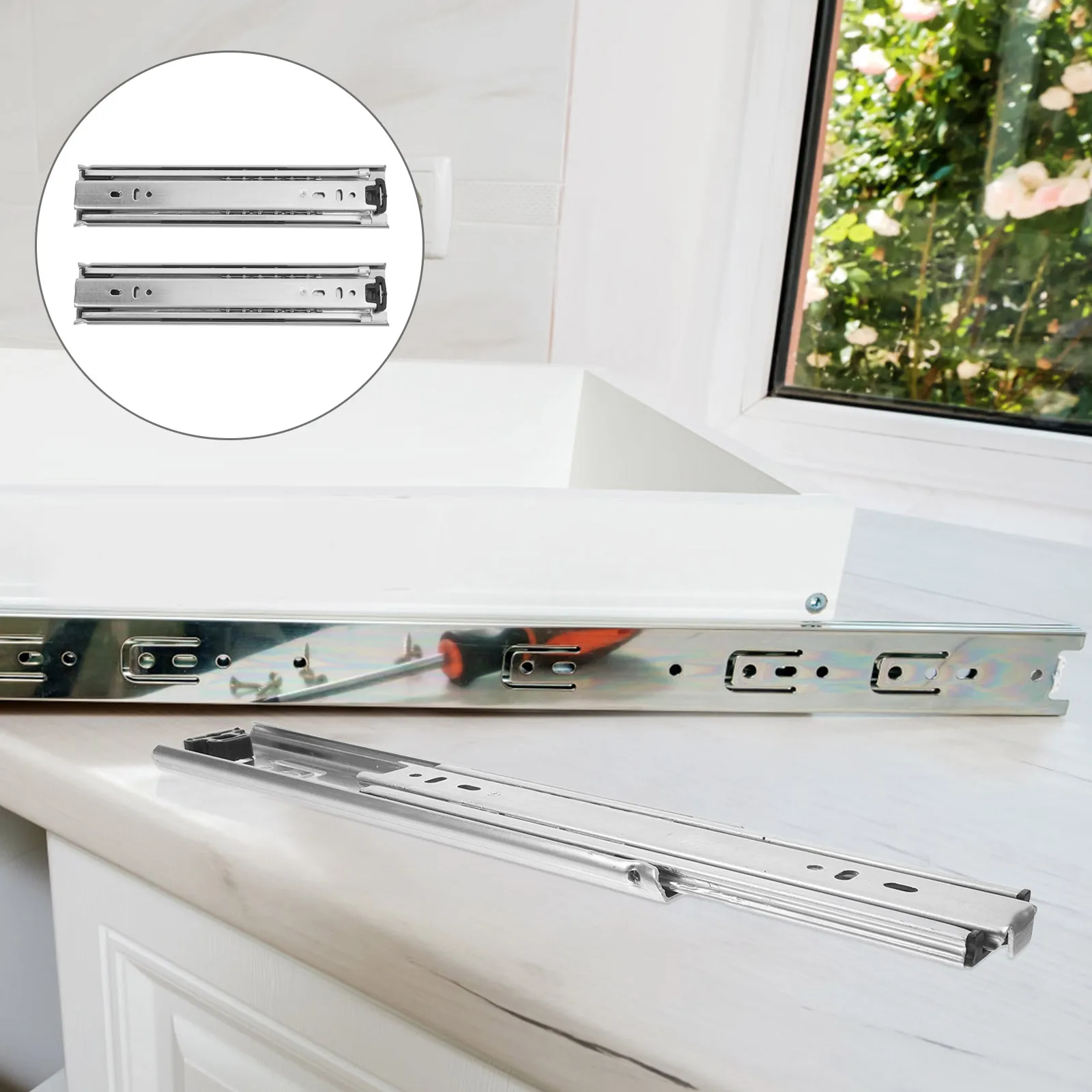 

2pcs Stainless Steel Drawer Slides Full Extension Heavy Duty Ball Bearing Side Mount Glide Rails For Kitchen Toolboxes Soft