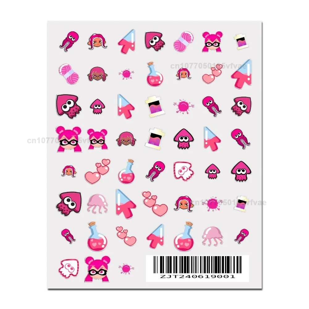 S-Splatoon Game Stickers 1PCS New 3D Adhesive Nail Art Sticker Cartoon Nail Art Decal Sticker Nail Parts Manicure