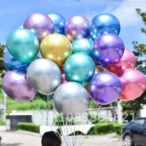 

20pcs/lot 12inch Metallic Chrome Balloons Latex Air Helium Balloon Birthday Party Metallic Balloon Valentine's Day Party Balloon