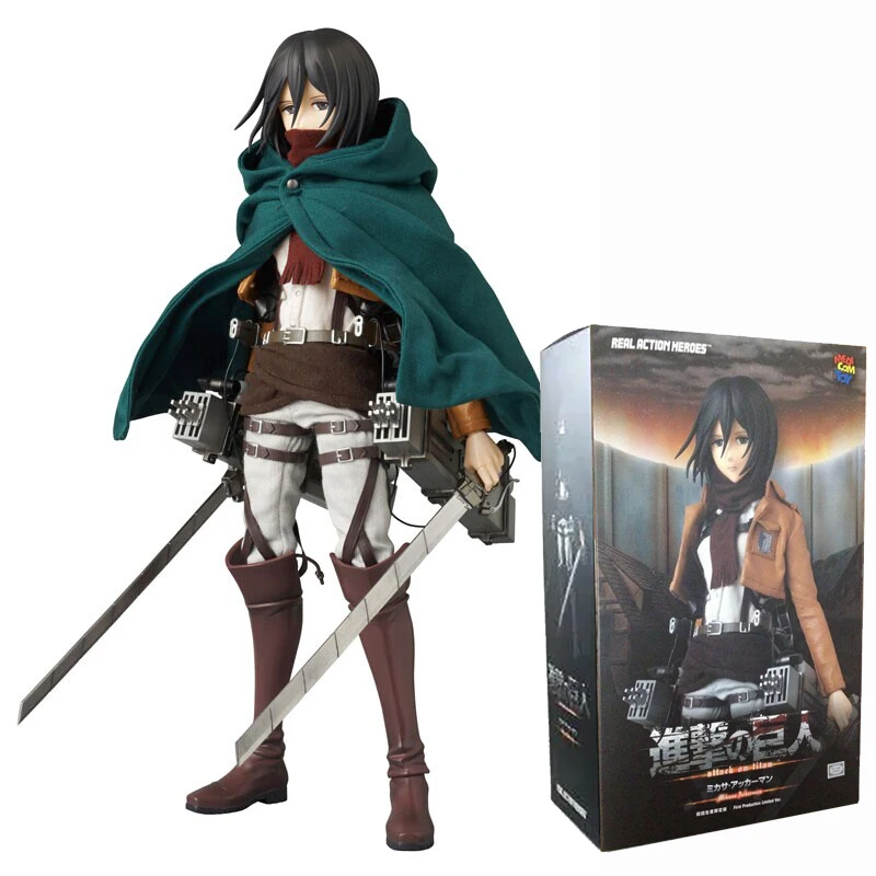 Original Medicom Toy Rah Action Heroes 1/6 Attack On Titan Mikasa·Ackerman Action Figures 30cm First Production Limited Ver.