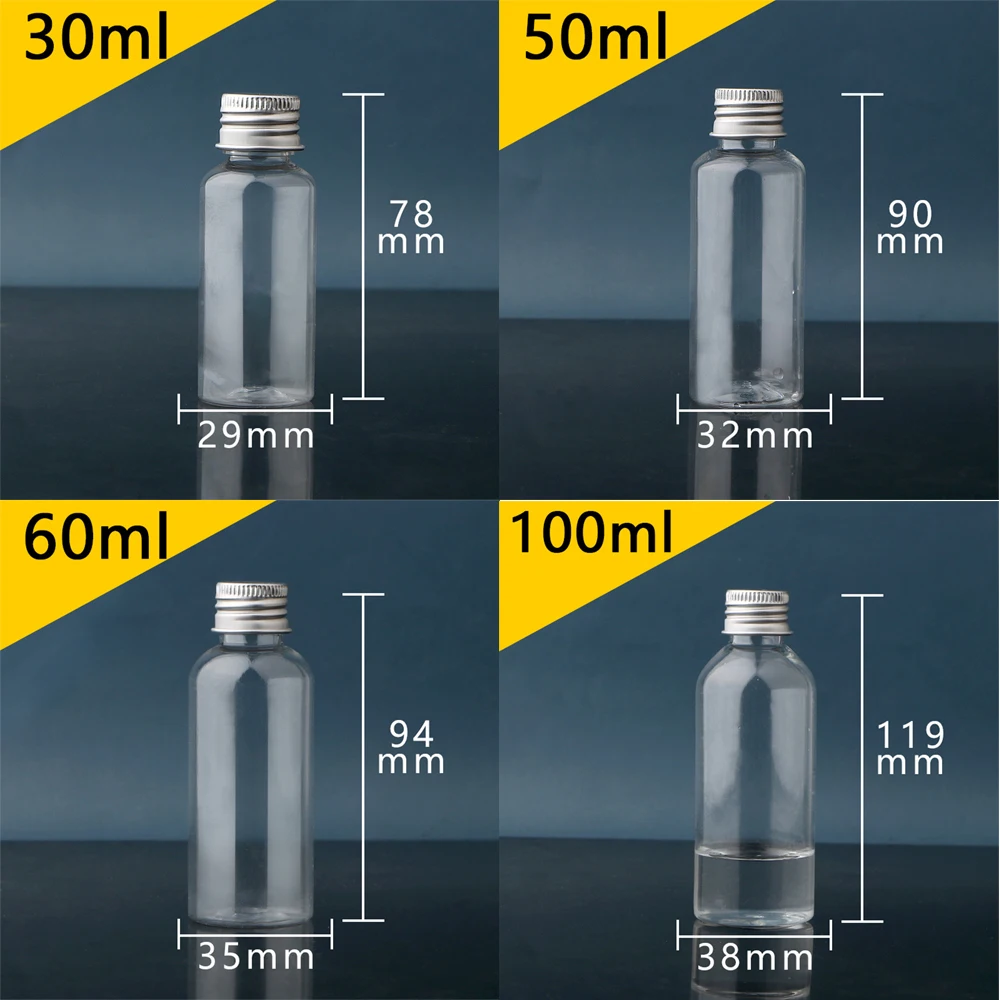 5ml-120ml Tip Transparent Plastic Bottle Emulsion Extrusion Bottling Spot PET Empty Bottles  Bottle with Screw Aluminum cap