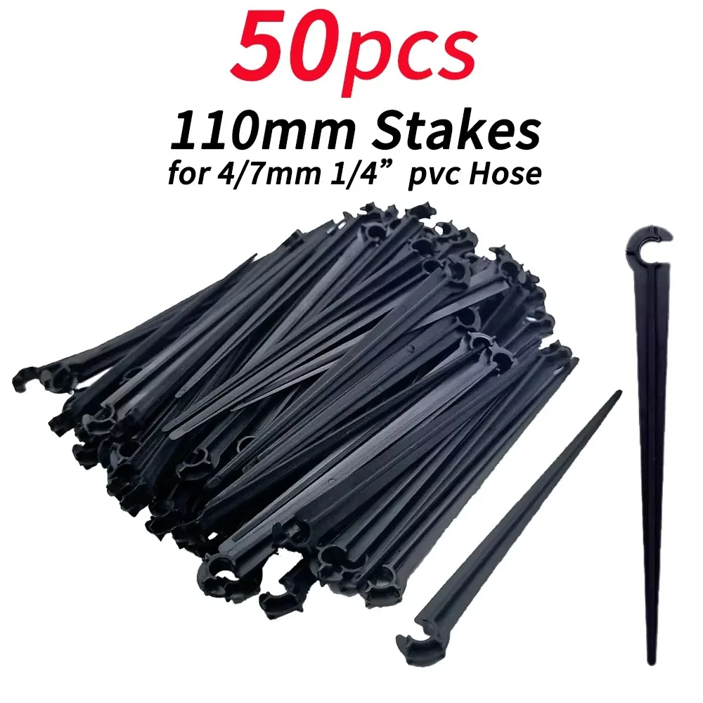 50PCS New Durable Sprinklers Greenhouse 4/7mm Holder Stakes Plastic C-type Hook