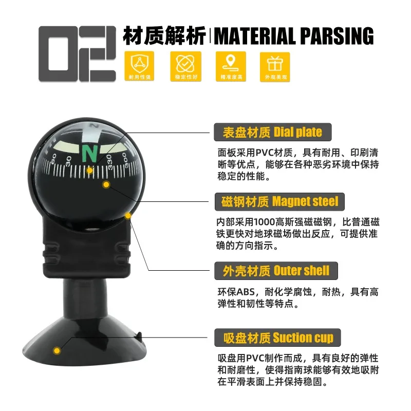 Mini Guide Ball LC282 Car Car Compass Ornament Compass Adjustable Sucker Guide Ball Spot