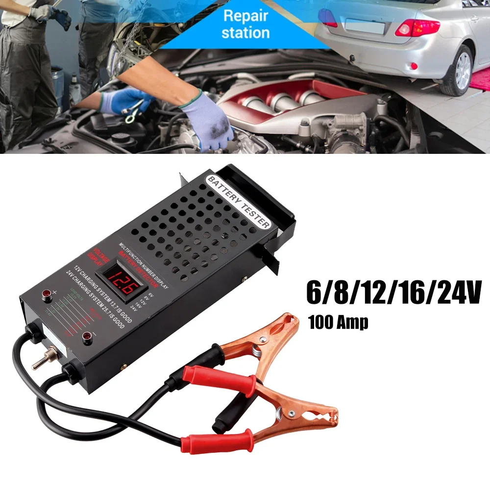 6/8/12/24V Car Battery Load Tester and Voltmeter Automotive Voltage Tester & LCD Display for Car,RV, Motorcycles, ATV,Boats