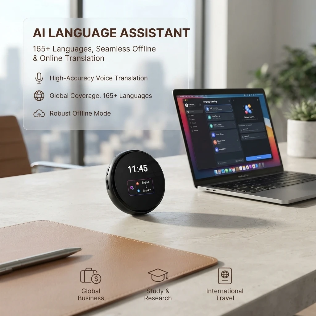ZNP Z06 : appareil de traduction vocale intelligent, traduction en temps réel, traduction hors ligne, enregistreur audio, idéal pour les voyages et les réunions d’affaires.