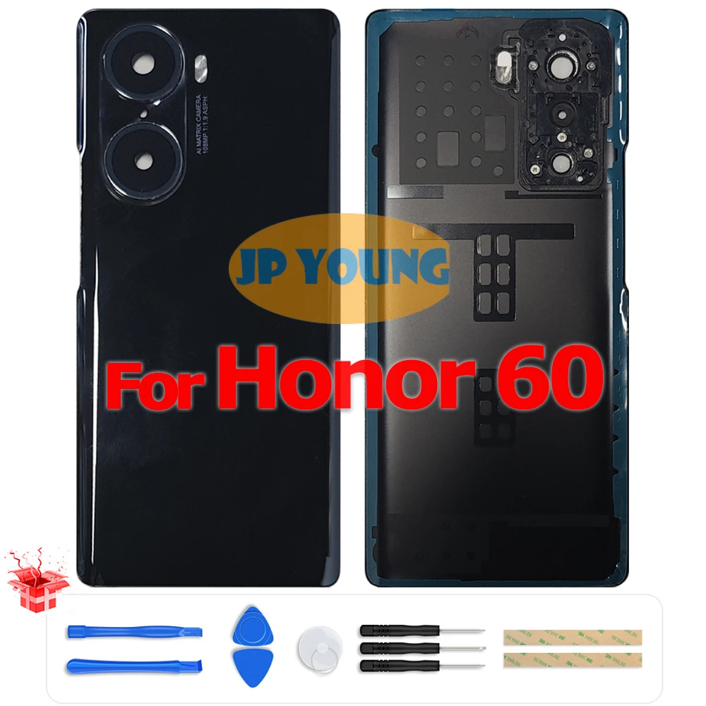 オリジナルバッテリーバックカバーガラスリアドアハウジング（カメラレンズ付き）honor-60-honor60-lsa-an00用-交換用