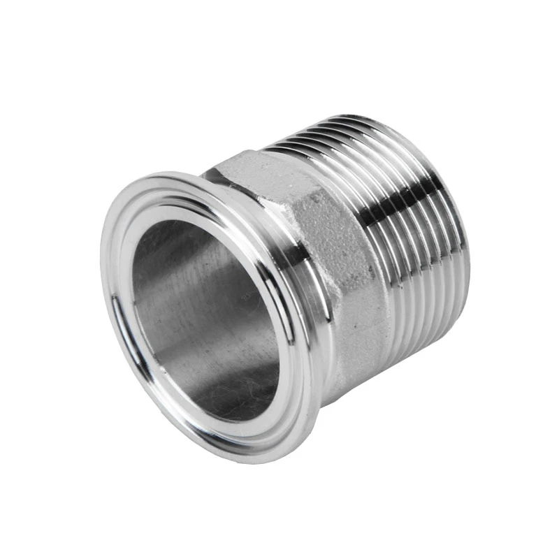 304 Stainless Steel Sanitary BSP Male Thread Ferrule Flange Hexagon Pipe Fitting Tri Clamp 50.5/64mm Homebrew Beer Distillation